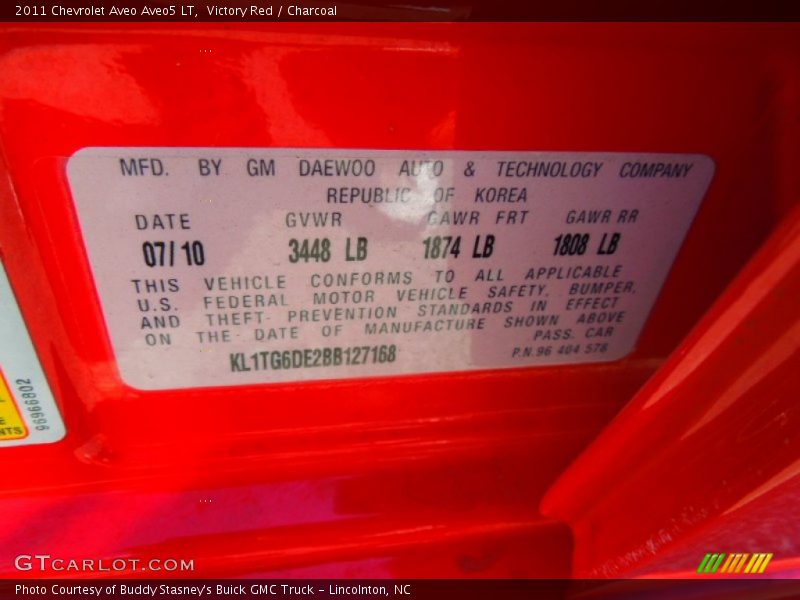 Victory Red / Charcoal 2011 Chevrolet Aveo Aveo5 LT