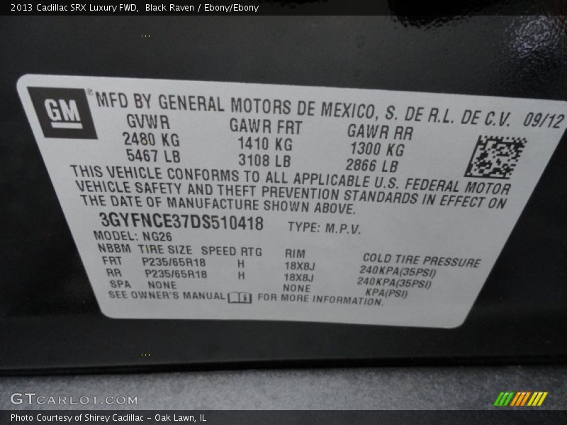 Black Raven / Ebony/Ebony 2013 Cadillac SRX Luxury FWD