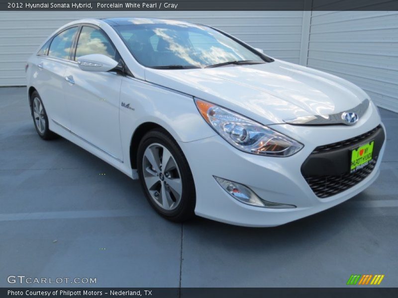Porcelain White Pearl / Gray 2012 Hyundai Sonata Hybrid