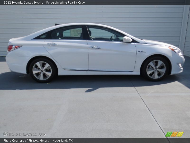 Porcelain White Pearl / Gray 2012 Hyundai Sonata Hybrid