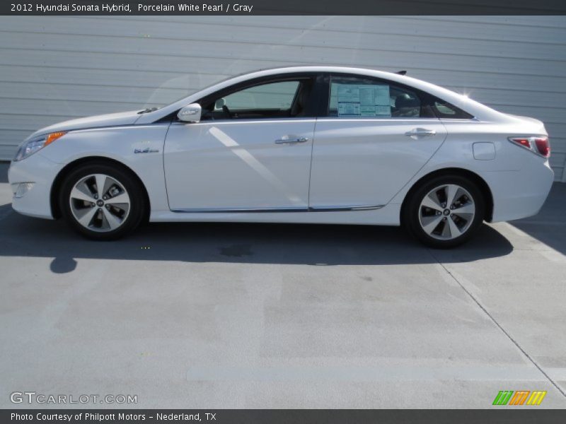 Porcelain White Pearl / Gray 2012 Hyundai Sonata Hybrid