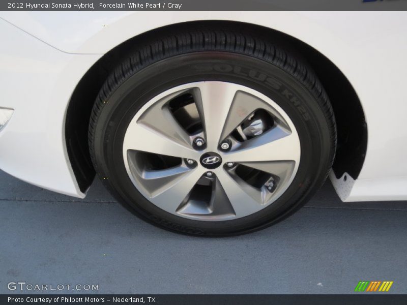 Porcelain White Pearl / Gray 2012 Hyundai Sonata Hybrid