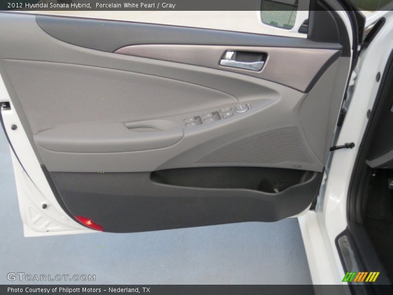 Porcelain White Pearl / Gray 2012 Hyundai Sonata Hybrid