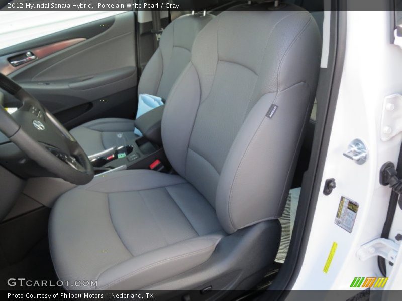 Porcelain White Pearl / Gray 2012 Hyundai Sonata Hybrid
