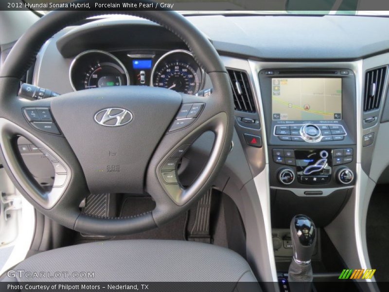 Porcelain White Pearl / Gray 2012 Hyundai Sonata Hybrid