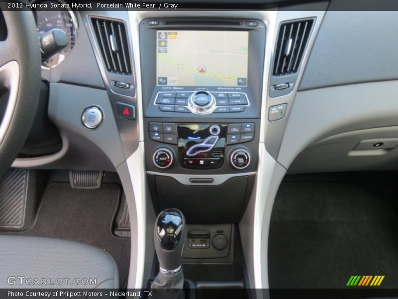 Porcelain White Pearl / Gray 2012 Hyundai Sonata Hybrid