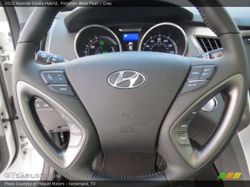 Porcelain White Pearl / Gray 2012 Hyundai Sonata Hybrid