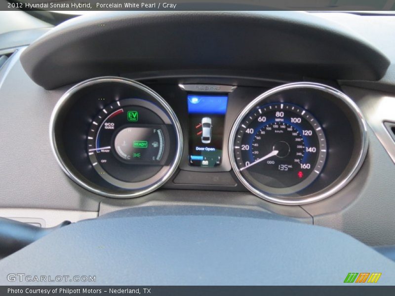 Porcelain White Pearl / Gray 2012 Hyundai Sonata Hybrid