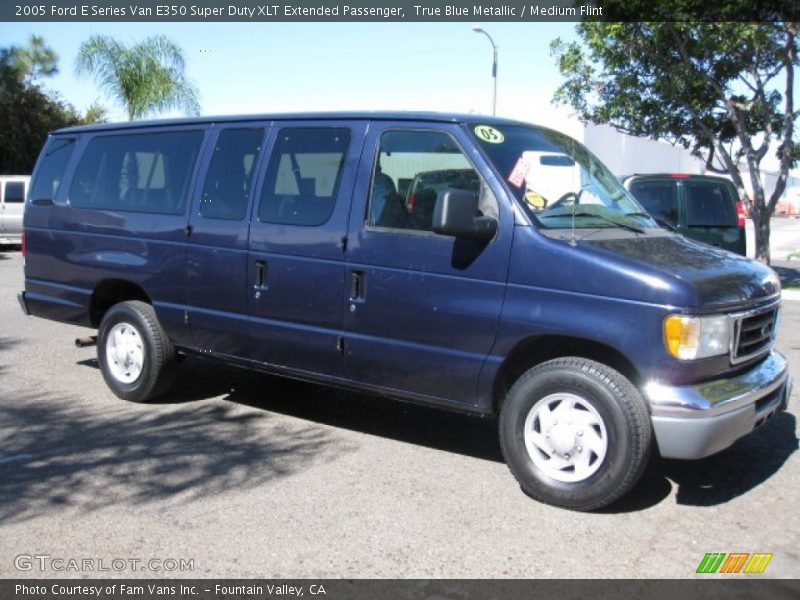 True Blue Metallic / Medium Flint 2005 Ford E Series Van E350 Super Duty XLT Extended Passenger