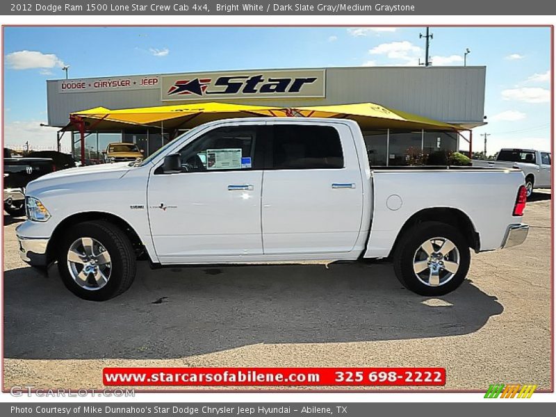 Bright White / Dark Slate Gray/Medium Graystone 2012 Dodge Ram 1500 Lone Star Crew Cab 4x4