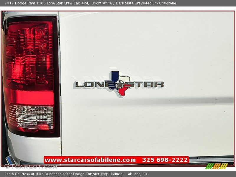 Bright White / Dark Slate Gray/Medium Graystone 2012 Dodge Ram 1500 Lone Star Crew Cab 4x4
