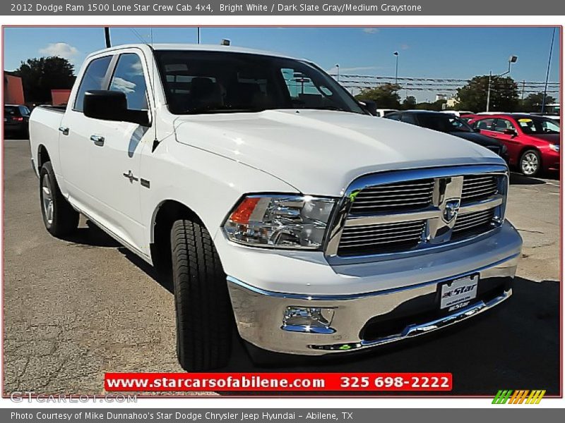 Bright White / Dark Slate Gray/Medium Graystone 2012 Dodge Ram 1500 Lone Star Crew Cab 4x4