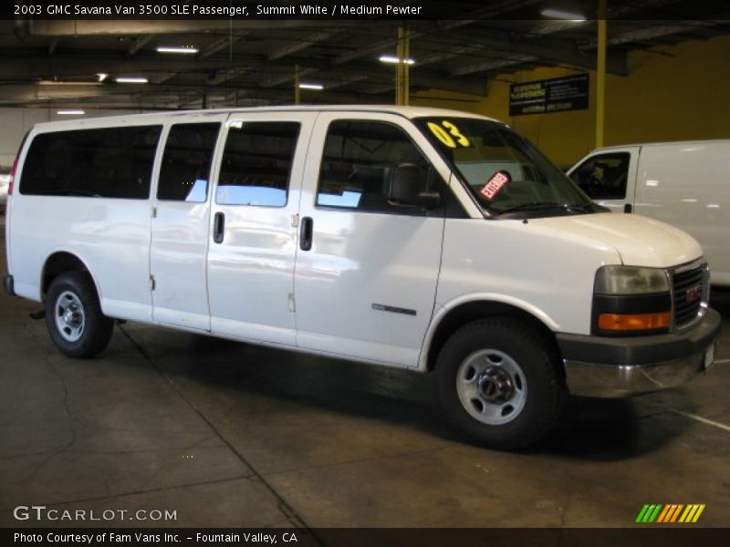 Summit White / Medium Pewter 2003 GMC Savana Van 3500 SLE Passenger