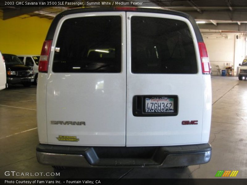 Summit White / Medium Pewter 2003 GMC Savana Van 3500 SLE Passenger