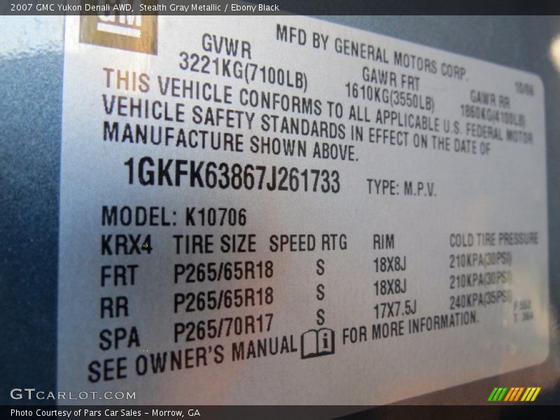 Stealth Gray Metallic / Ebony Black 2007 GMC Yukon Denali AWD