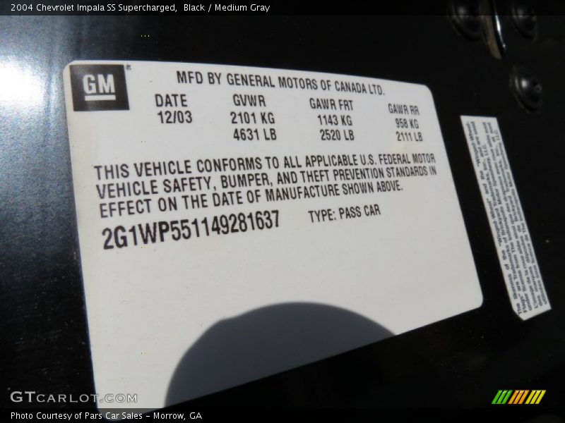 Black / Medium Gray 2004 Chevrolet Impala SS Supercharged