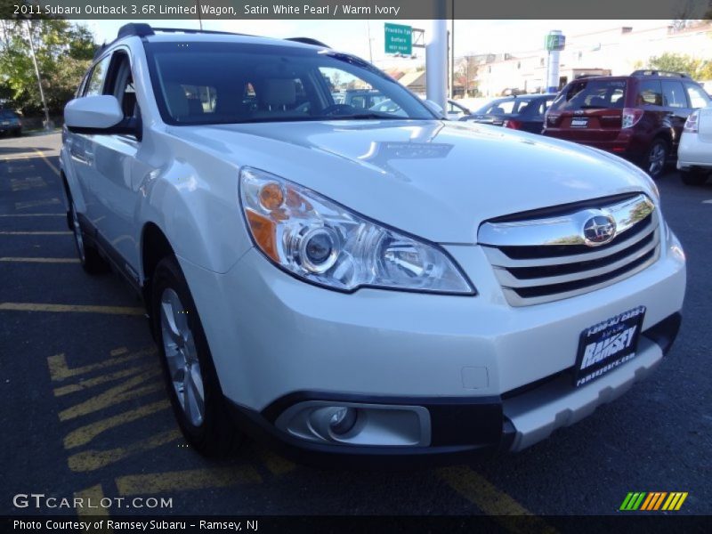 Satin White Pearl / Warm Ivory 2011 Subaru Outback 3.6R Limited Wagon
