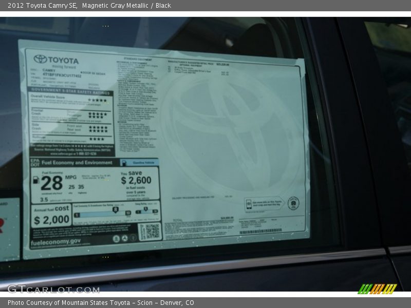 Magnetic Gray Metallic / Black 2012 Toyota Camry SE