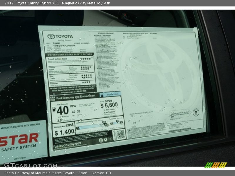 Magnetic Gray Metallic / Ash 2012 Toyota Camry Hybrid XLE