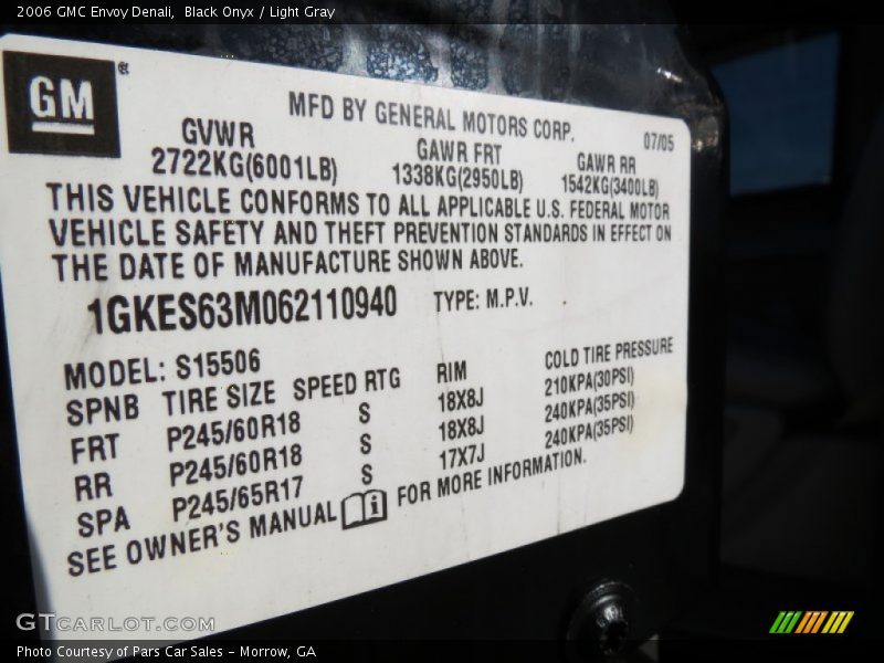 Black Onyx / Light Gray 2006 GMC Envoy Denali
