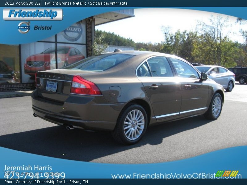 Twilight Bronze Metallic / Soft Beige/Anthracite 2013 Volvo S80 3.2