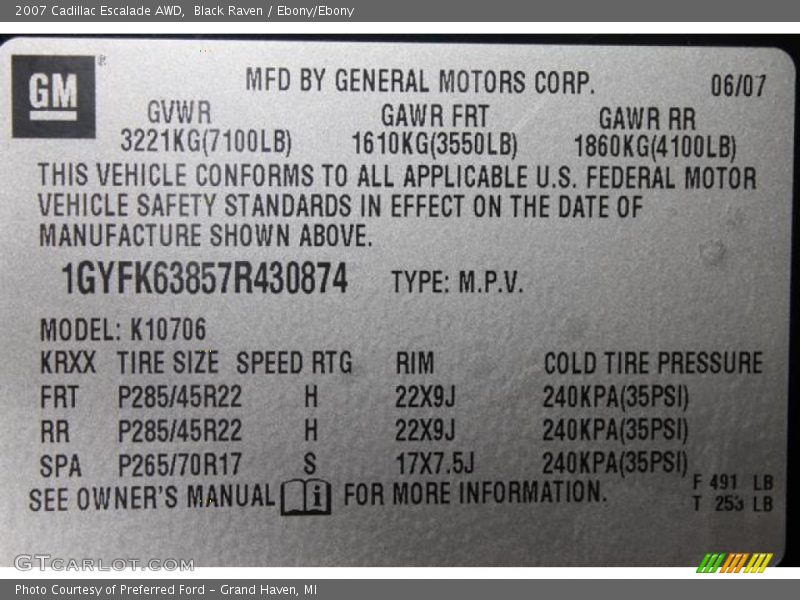 Black Raven / Ebony/Ebony 2007 Cadillac Escalade AWD