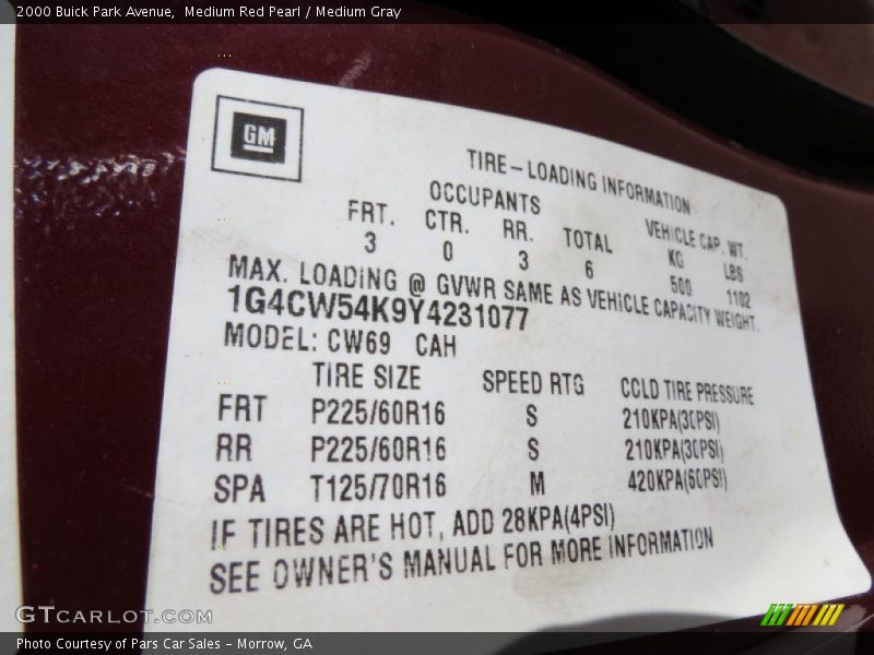 Medium Red Pearl / Medium Gray 2000 Buick Park Avenue