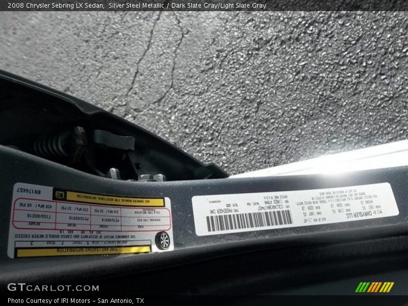 Silver Steel Metallic / Dark Slate Gray/Light Slate Gray 2008 Chrysler Sebring LX Sedan