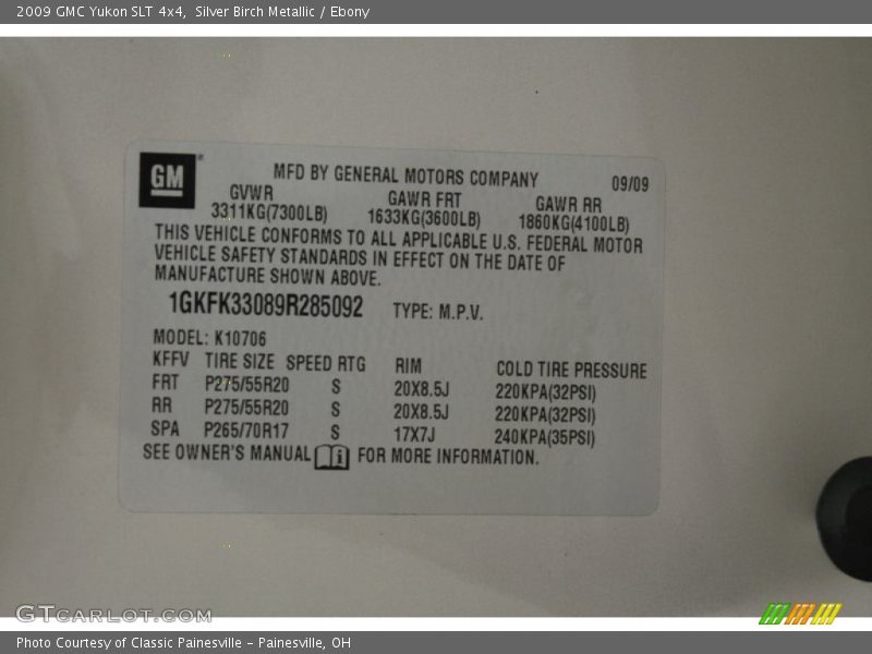 Silver Birch Metallic / Ebony 2009 GMC Yukon SLT 4x4