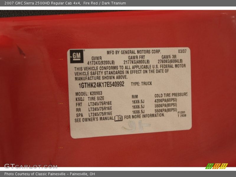 Fire Red / Dark Titanium 2007 GMC Sierra 2500HD Regular Cab 4x4