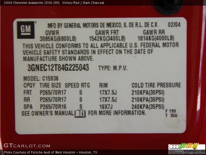 Victory Red / Dark Charcoal 2004 Chevrolet Avalanche 1500 Z66