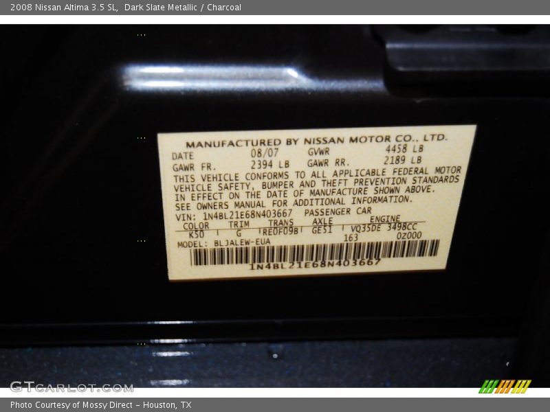 Dark Slate Metallic / Charcoal 2008 Nissan Altima 3.5 SL