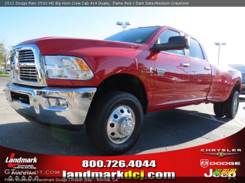 Flame Red / Dark Slate/Medium Graystone 2012 Dodge Ram 3500 HD Big Horn Crew Cab 4x4 Dually