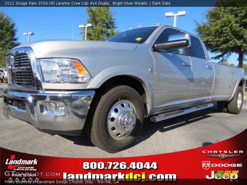 Bright Silver Metallic / Dark Slate 2012 Dodge Ram 3500 HD Laramie Crew Cab 4x4 Dually