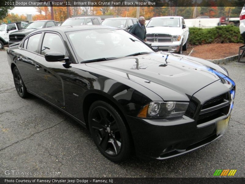 Brilliant Black Crystal Pearl / Black/Mopar Blue 2011 Dodge Charger R/T Mopar '11