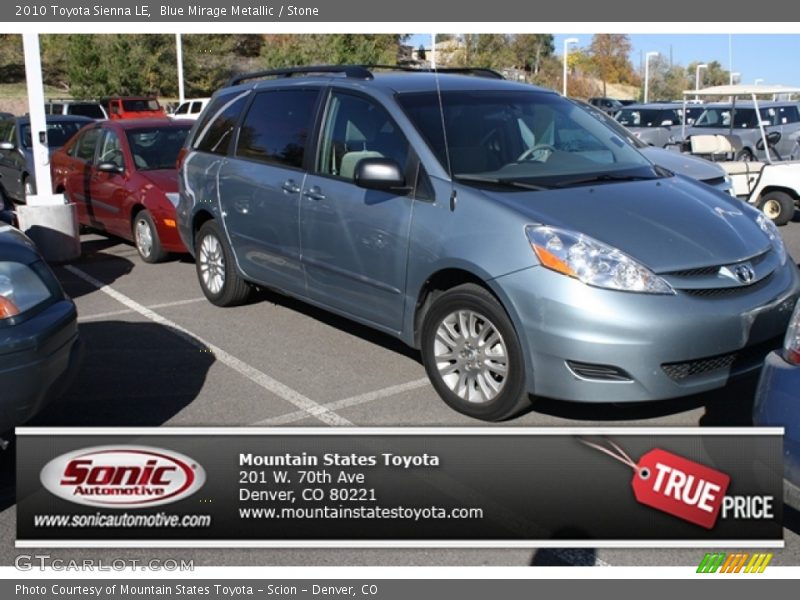 Blue Mirage Metallic / Stone 2010 Toyota Sienna LE