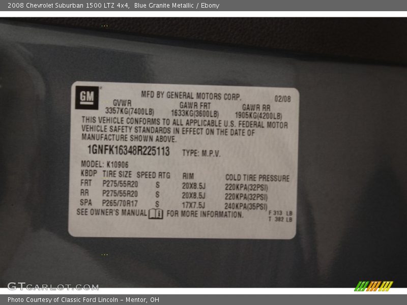 Blue Granite Metallic / Ebony 2008 Chevrolet Suburban 1500 LTZ 4x4