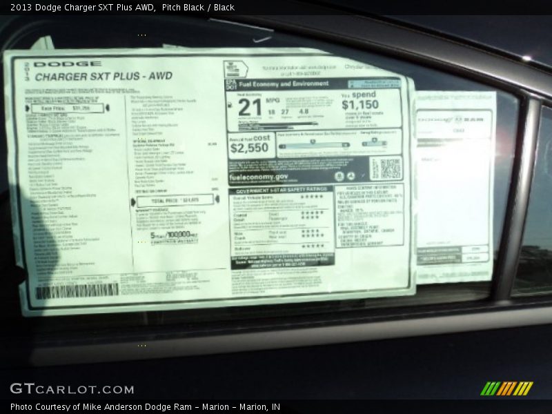Pitch Black / Black 2013 Dodge Charger SXT Plus AWD
