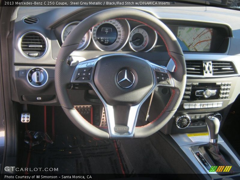 Steel Grey Metallic / Black/Red Stitch w/DINAMICA Inserts 2013 Mercedes-Benz C 250 Coupe