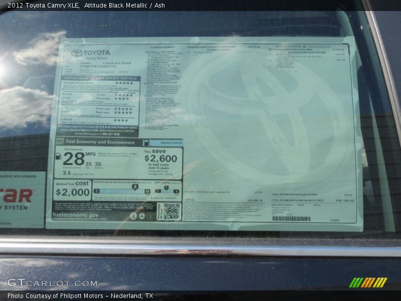 Attitude Black Metallic / Ash 2012 Toyota Camry XLE