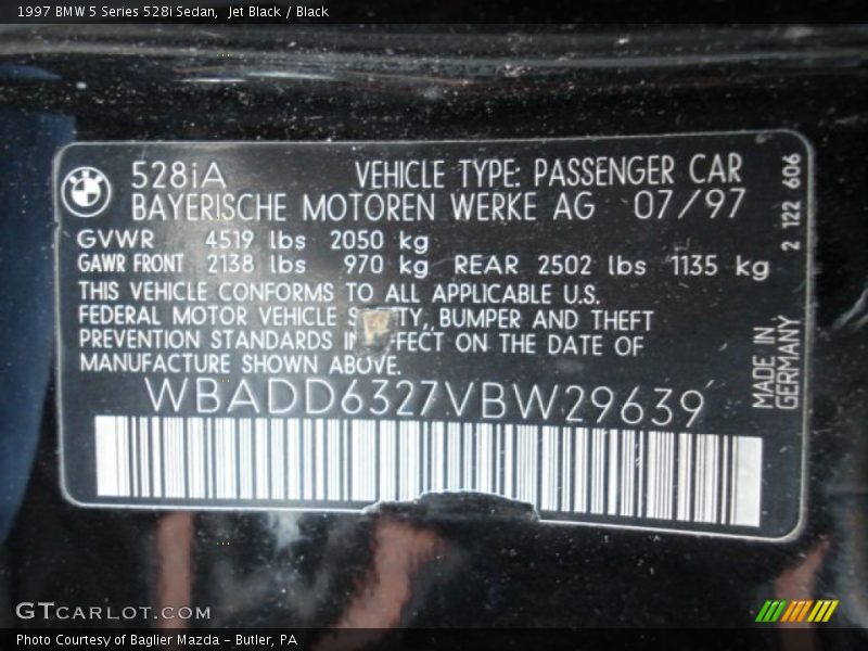 Jet Black / Black 1997 BMW 5 Series 528i Sedan