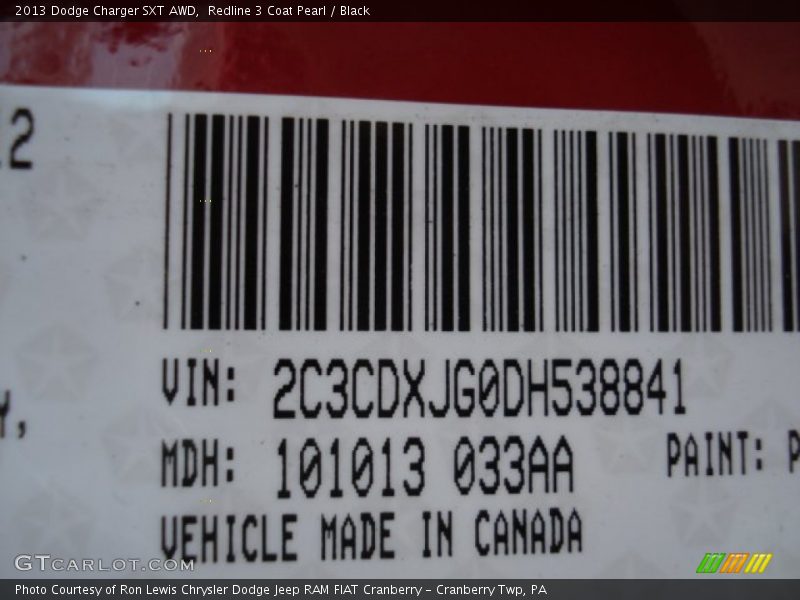 Redline 3 Coat Pearl / Black 2013 Dodge Charger SXT AWD