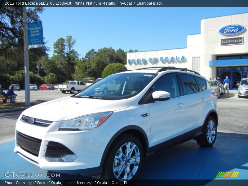 White Platinum Metallic Tri-Coat / Charcoal Black 2013 Ford Escape SEL 2.0L EcoBoost