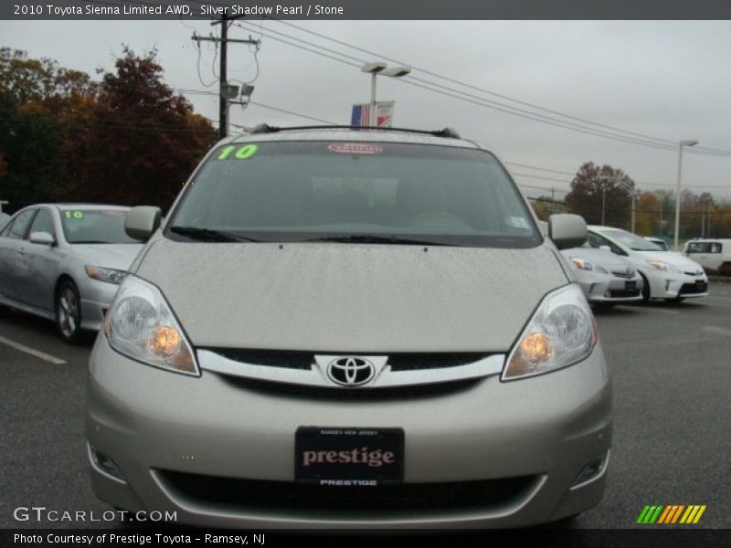 Silver Shadow Pearl / Stone 2010 Toyota Sienna Limited AWD