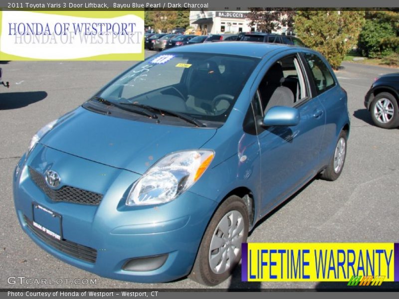 Bayou Blue Pearl / Dark Charcoal 2011 Toyota Yaris 3 Door Liftback