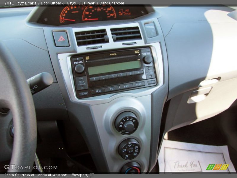 Bayou Blue Pearl / Dark Charcoal 2011 Toyota Yaris 3 Door Liftback
