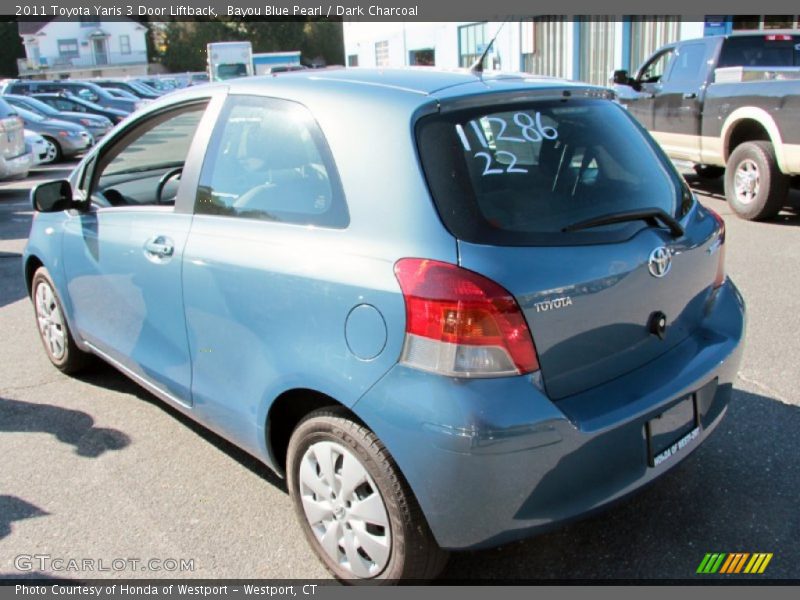 Bayou Blue Pearl / Dark Charcoal 2011 Toyota Yaris 3 Door Liftback