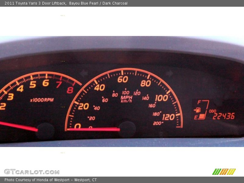 Bayou Blue Pearl / Dark Charcoal 2011 Toyota Yaris 3 Door Liftback