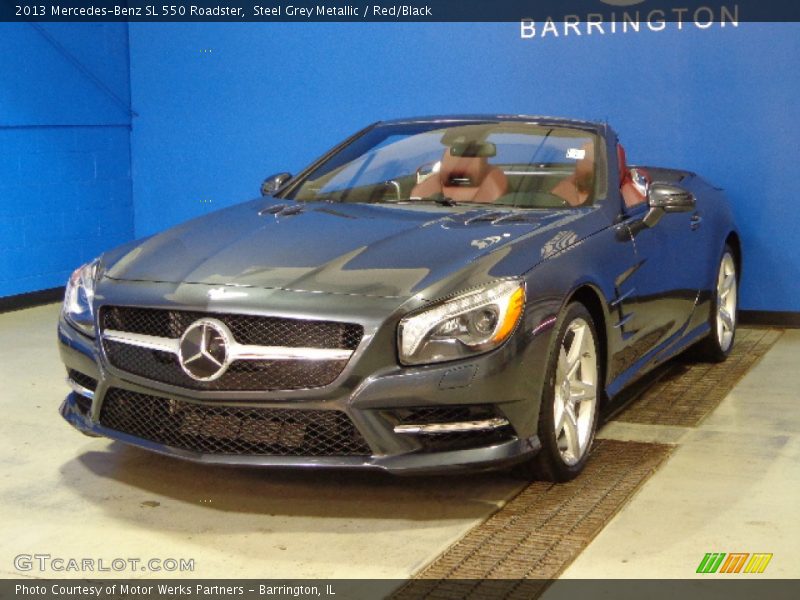 Steel Grey Metallic / Red/Black 2013 Mercedes-Benz SL 550 Roadster