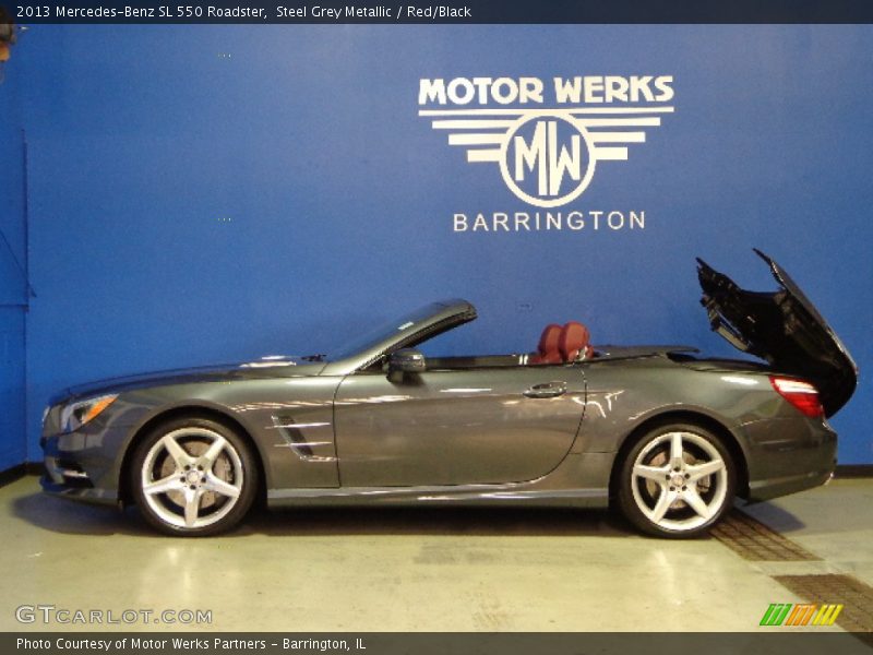 Steel Grey Metallic / Red/Black 2013 Mercedes-Benz SL 550 Roadster